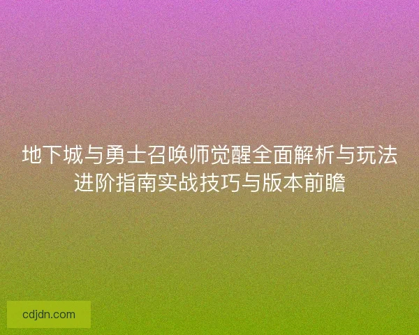 地下城与勇士召唤师觉醒全面解析与玩法进阶指南实战技巧与版本前瞻