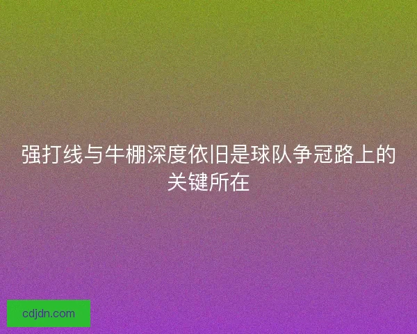 强打线与牛棚深度依旧是球队争冠路上的关键所在