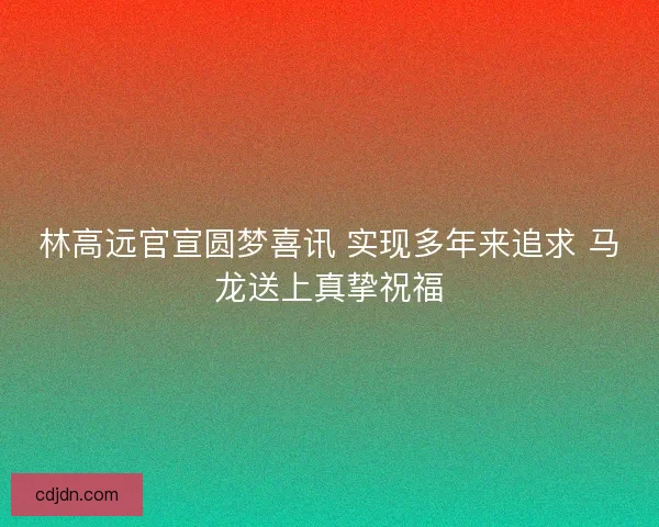 林高远官宣圆梦喜讯 实现多年来追求 马龙送上真挚祝福